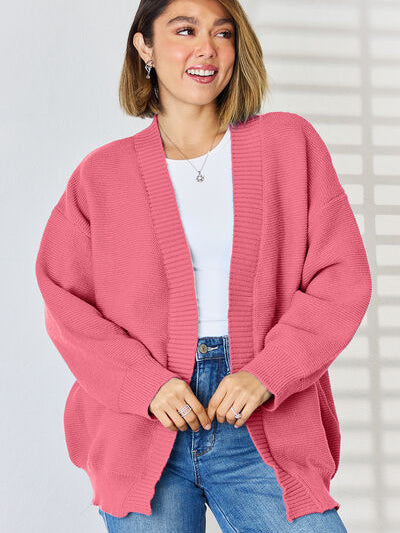 Open Front Dropped Shoulder Cardigan - Stormyjay
