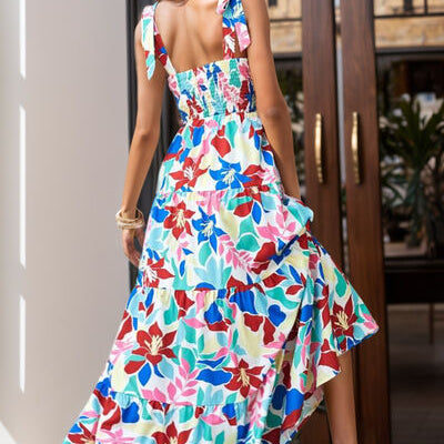 Smocked Printed Wide Strap Tiered Dress - Stormyjay