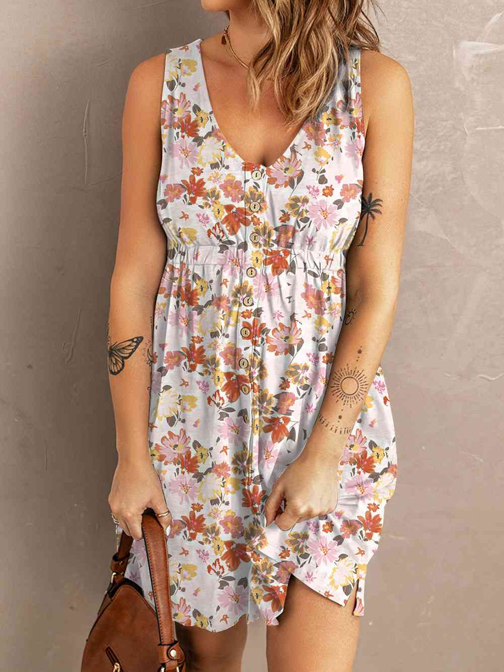 Printed Button Down Sleeveless Magic Dress - Stormyjay
