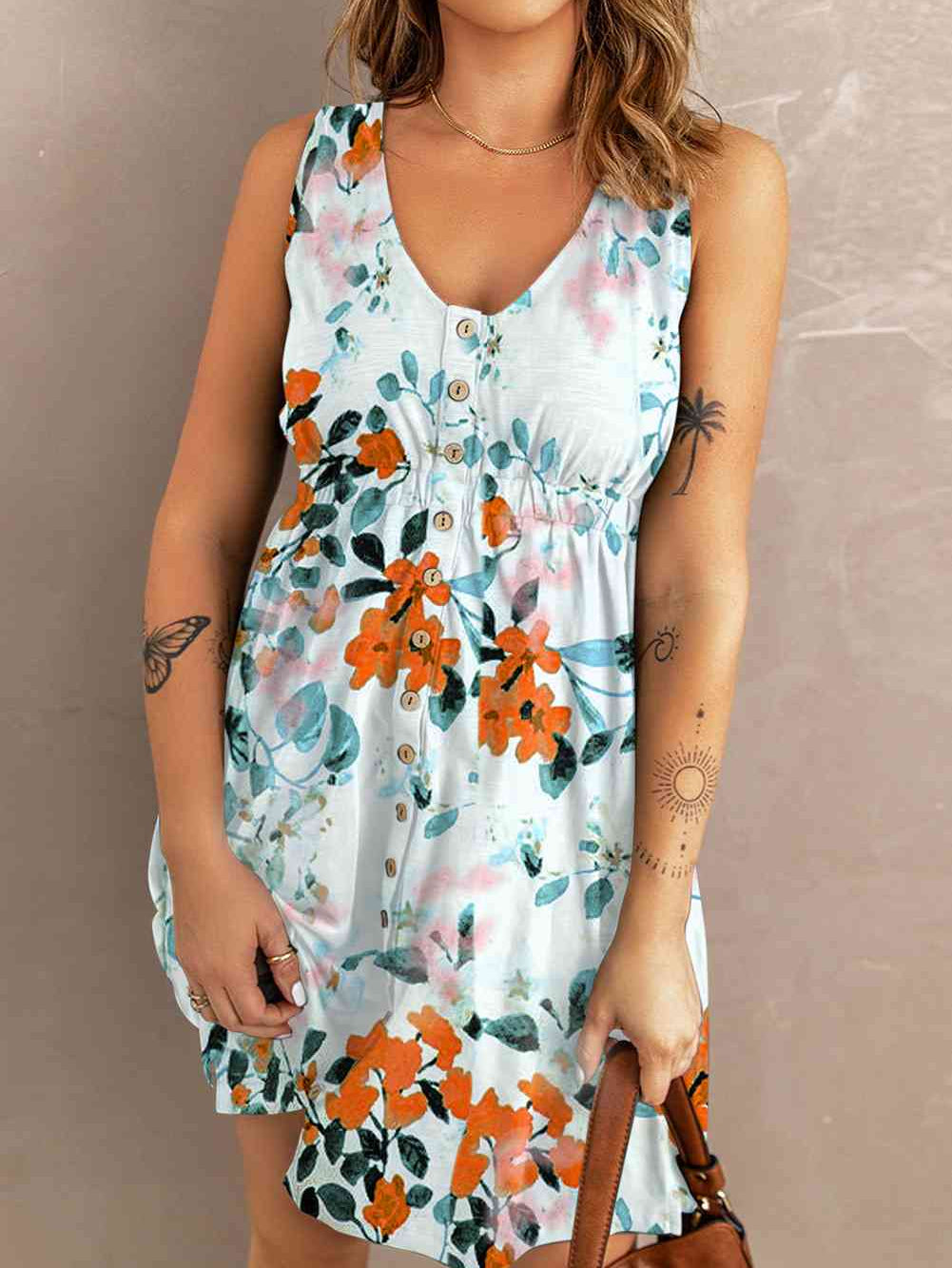 Printed Button Down Sleeveless Magic Dress - Stormyjay