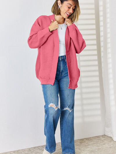 Open Front Dropped Shoulder Cardigan - Stormyjay