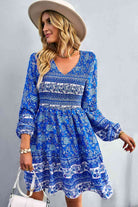 Bohemian V-Neck Balloon Sleeve Dress - Stormyjay