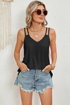 Eyelet V-Neck Double Spaghetti Straps Cami - Stormyjay