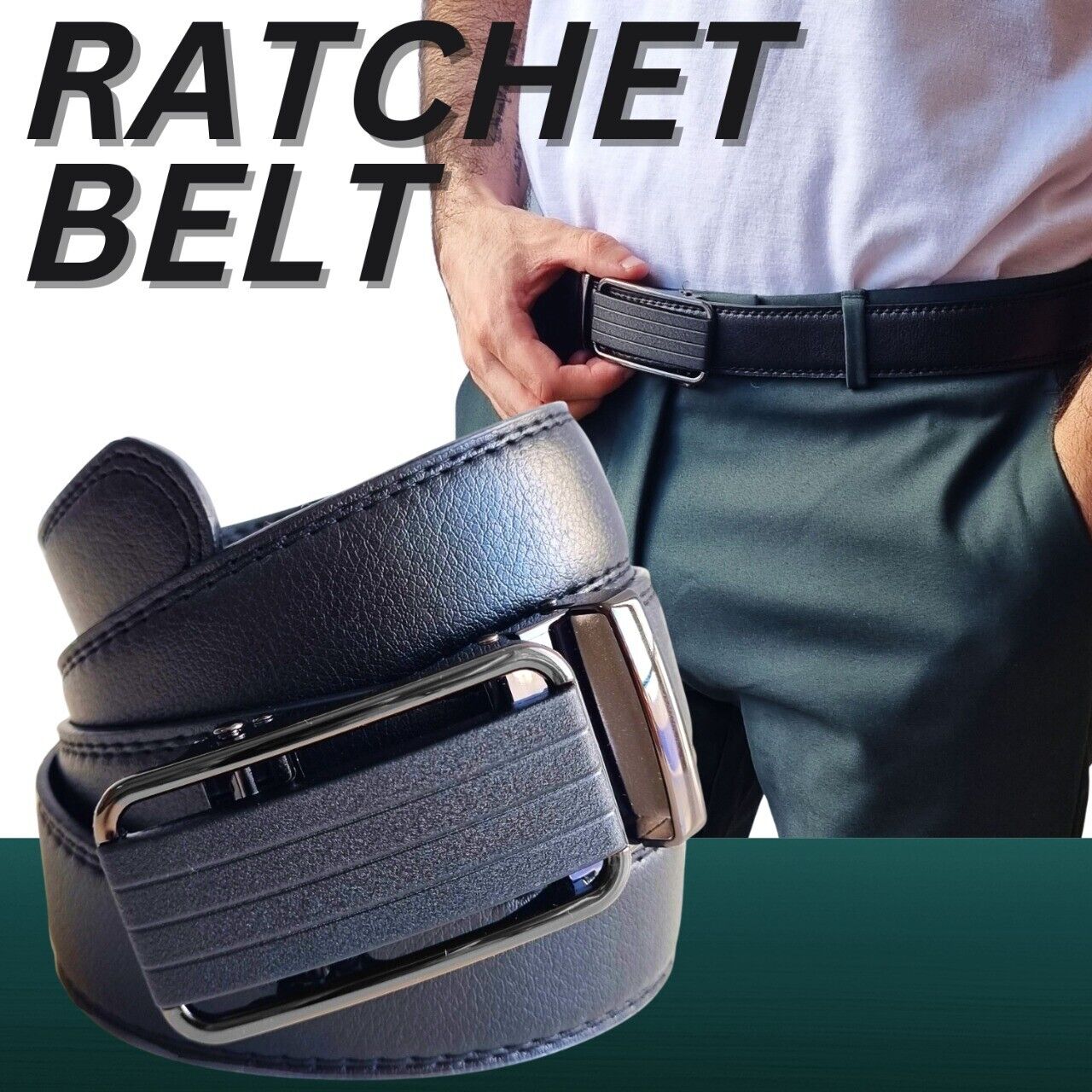 Men's Ratchet Belt Leather Mens Belt With Slide Buckle Ratchet Belts For Men USA - Stormyjay