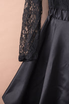 Black Long Sleeve Lace High Low Satin Prom Dress - Stormyjay