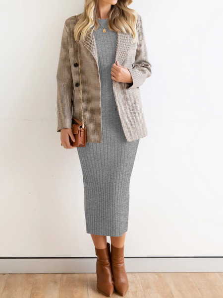 Stretchy Casual Midi Dress With Slit H4QDHW3WHN - Stormyjay