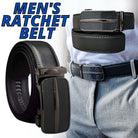 Microfiber Leather Mens Ratchet Belt Belts For Men Adjustable Size, Slide Buckle - Stormyjay