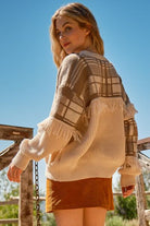 And The Why Plaid Pattern Color Block Fringe Sweater - Stormyjay