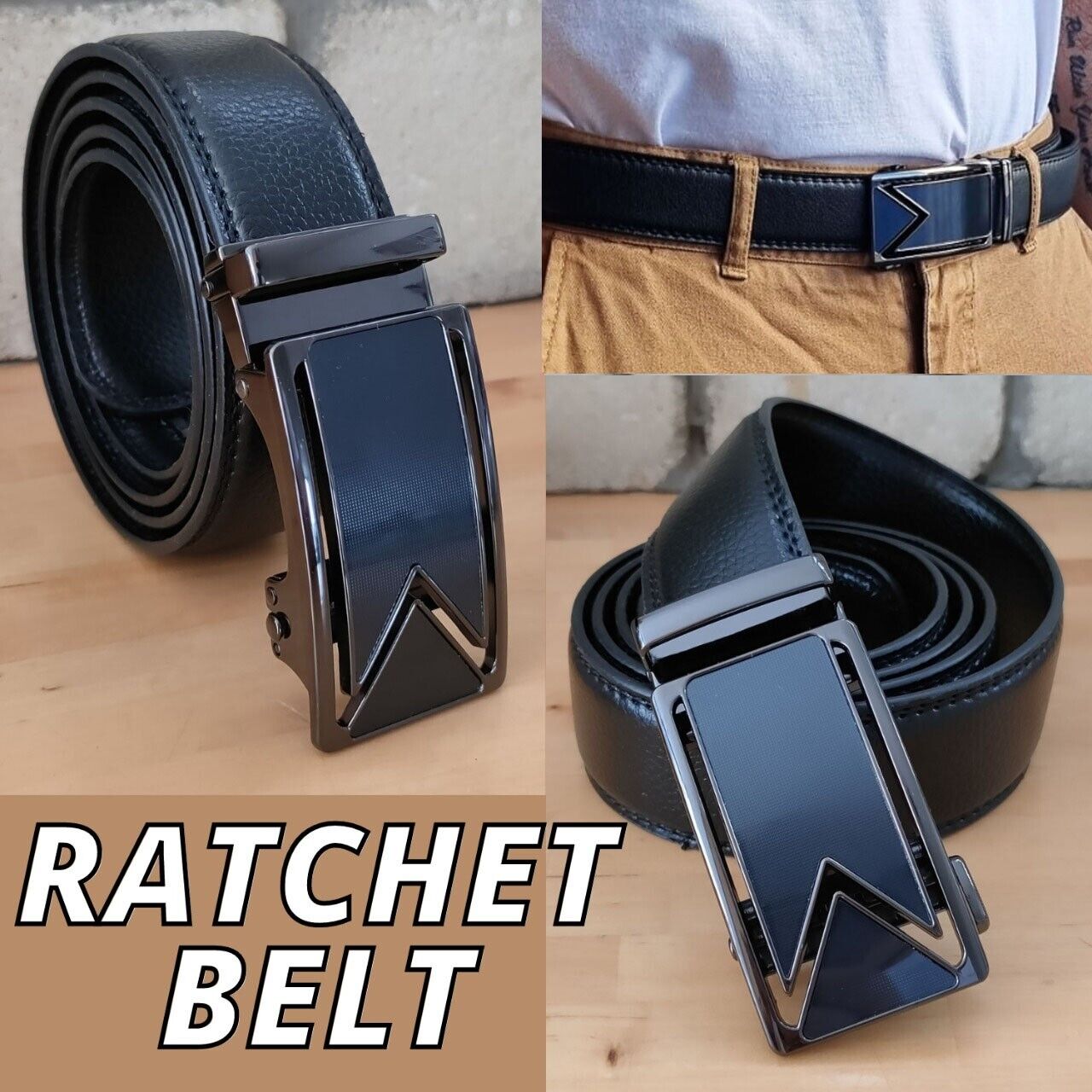 Men's Ratchet Belt Leather Mens Belt With Slide Buckle Ratchet Belts For Men USA - Stormyjay