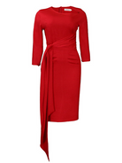 Pleated Tie Waist Wrap Dress  H6BQHEDAKN - Stormyjay