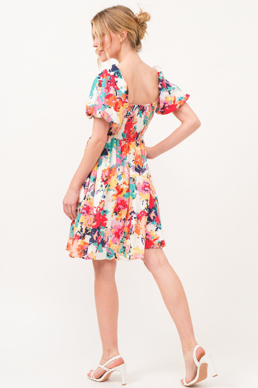 And The Why Square Neck Puff Sleeve Floral Dress - Stormyjay