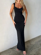 Backless Wide Strap Maxi Dress - Stormyjay