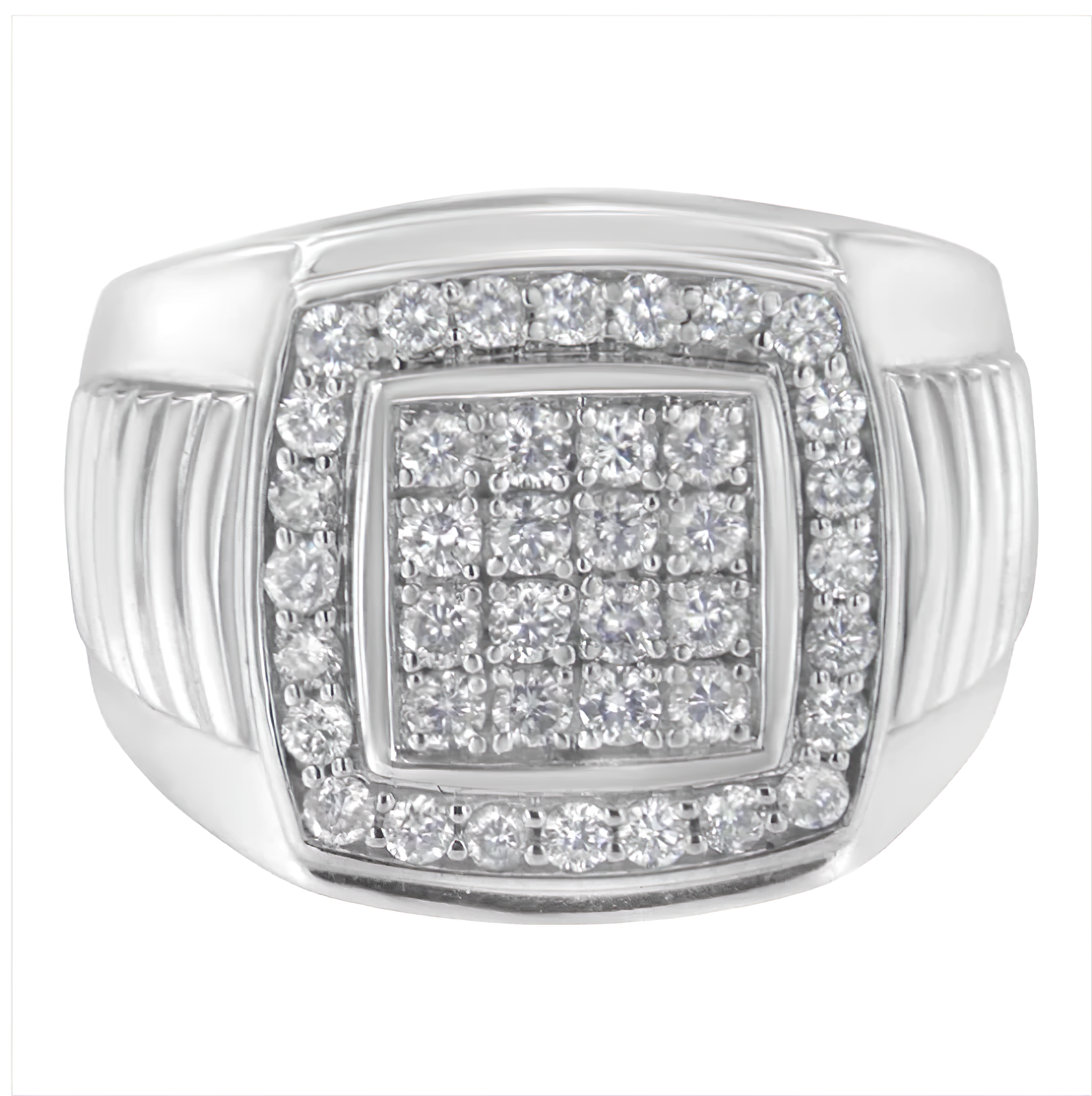 14K White Gold Men's Diamond Squared Band Ring (1 cttw, H-I Color, SI2-I1 Clarity) - Stormyjay