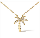 10K Yellow Gold 1/10 Cttw Round Diamond Palm Tree 18" Inch Pendant Necklace (H-I Color, I1-I2 Clarity) - Stormyjay