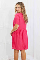 BOMBOM Another Day Swiss Dot Casual Dress in Fuchsia - Stormyjay