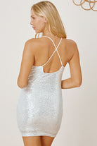 Sequin Spaghetti Strap Mini Wrap Dress - Stormyjay