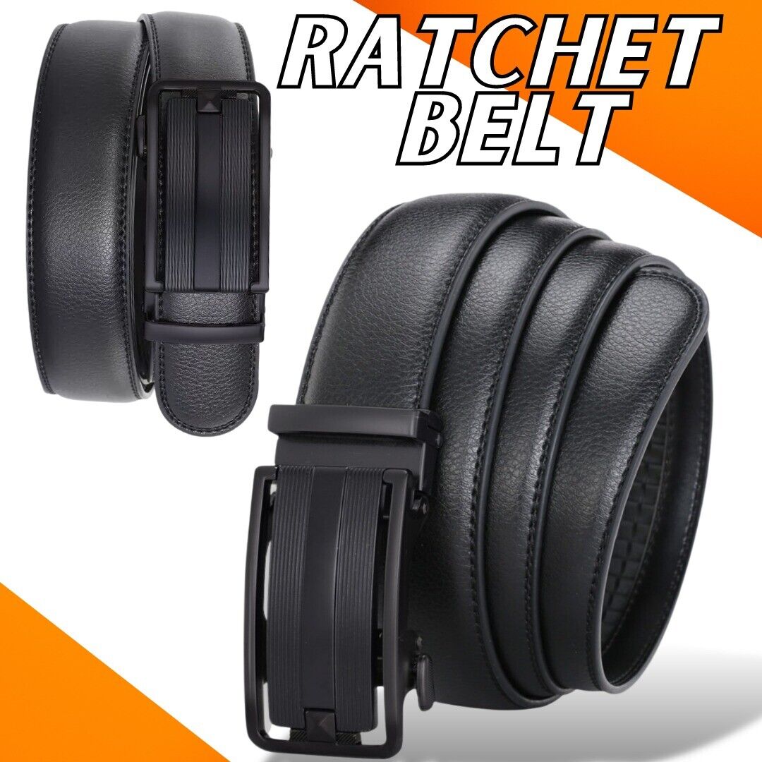 Microfiber Leather Mens Ratchet Belt Belts For Men Adjustable Automatic Buckle - Stormyjay