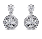 18K White Gold 2.0 Cttw Round Shape Diamond Composite Halo Dangle Stud Earring (F-G Color, VS1-VS2 Clarity) - Stormyjay