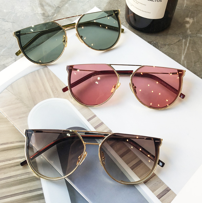 star with the same paragraph sunglasses female big box plain face photo sunglasses cut edge half frame sunglasses men glasses - Stormyjay