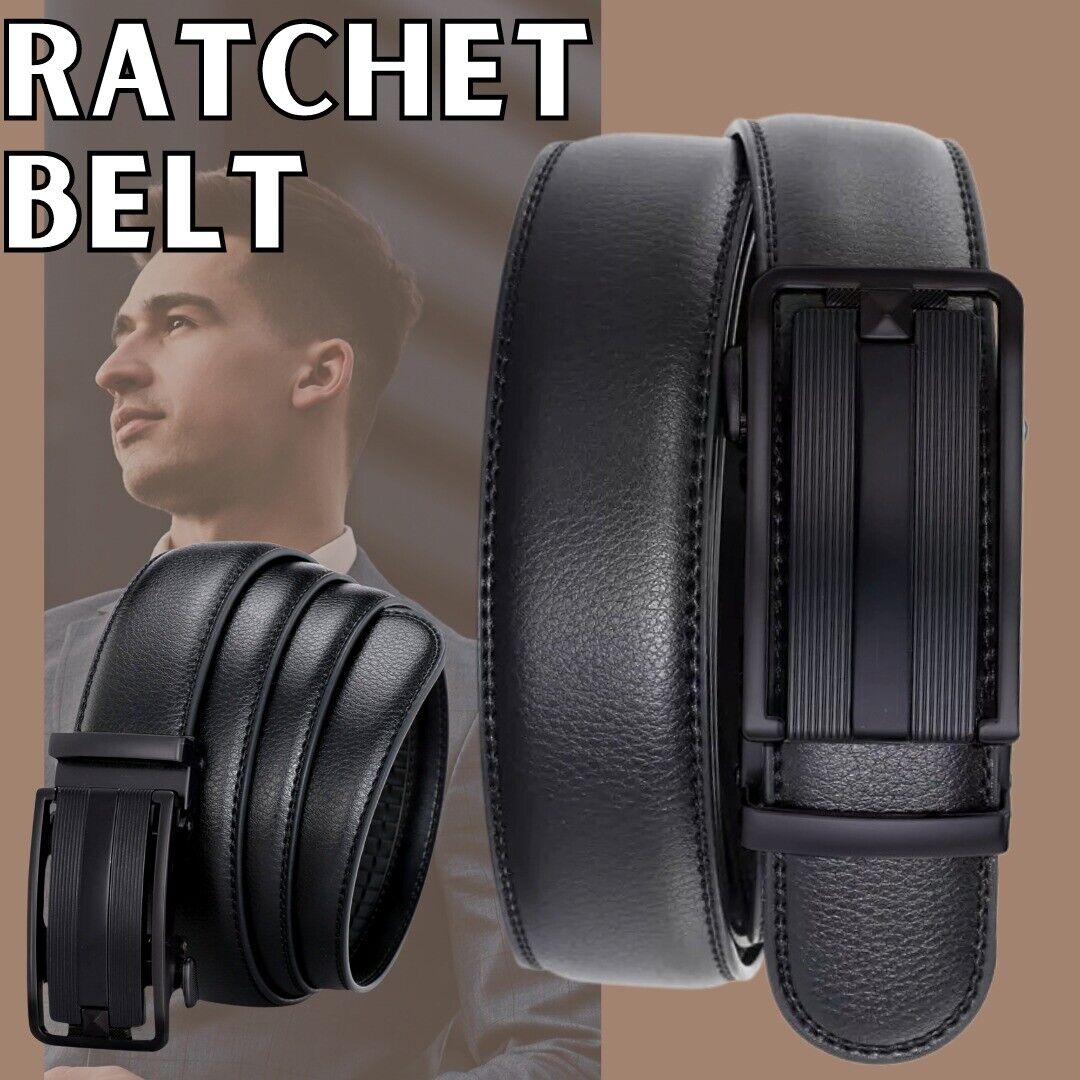 Men's Ratchet Belt Leather Mens Belt With Slide Buckle Ratchet Belts For Men USA - Stormyjay