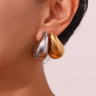 1 pair simple style classic style water droplets plating stainless steel 18k gold plated ear studs - Stormyjay