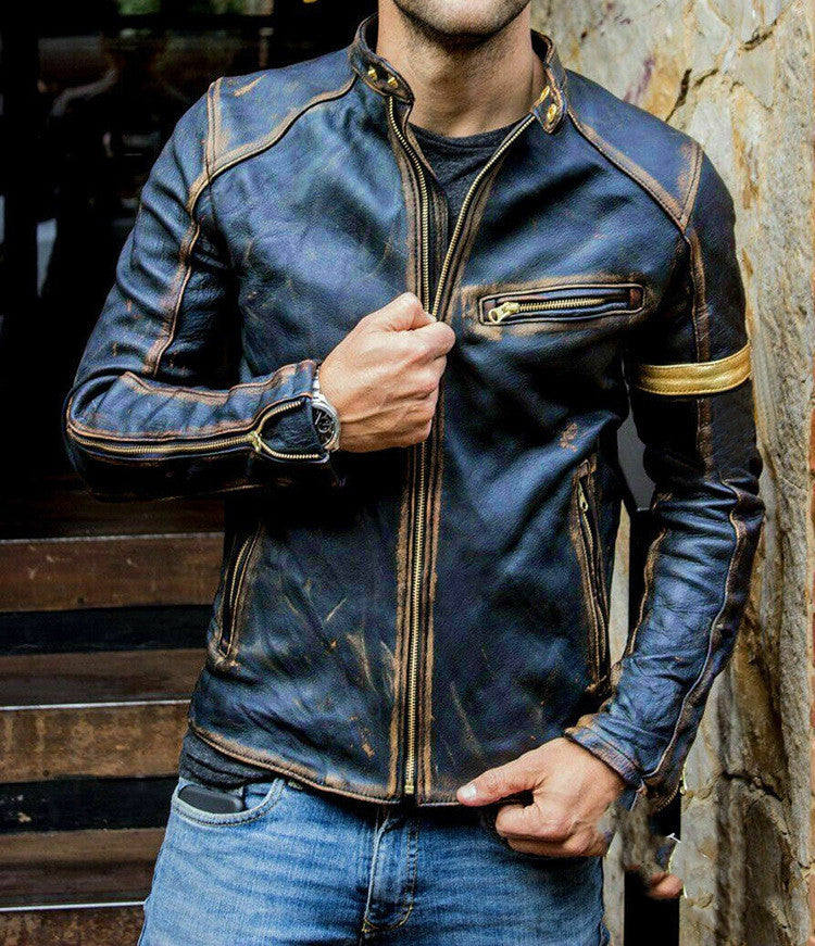 Motorcycle Leather Jacket For Men - Stormyjay