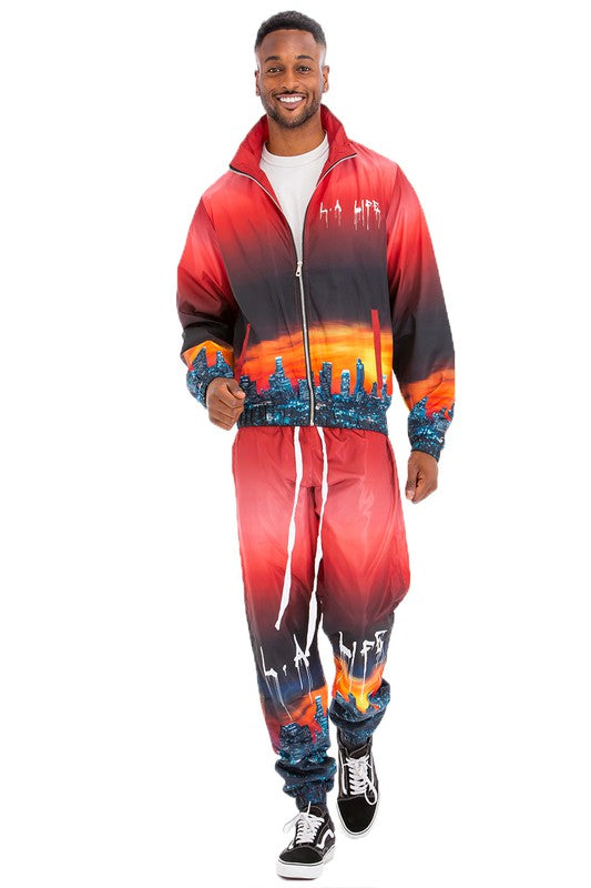 NYC LIFE LA LIFE PRINT WINDBREAK TRACK SUIT - Stormyjay