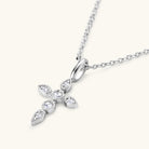 925 Sterling Silver Moissanite Cross Pendant Necklace - Stormyjay