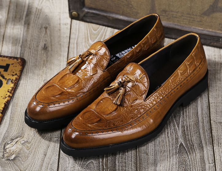 Men's dress shoes tassels Brock carved shoes - Stormyjay