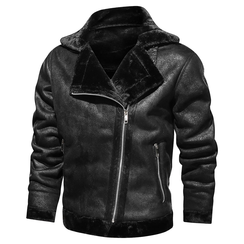 Retro Men Winter Suede Leather Jacket - Stormyjay