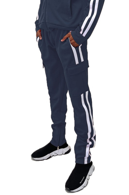 Two Stripe Cargo Pouch Track Pants - Stormyjay