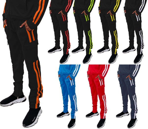 Two Stripe Cargo Pouch Track Pants - Stormyjay