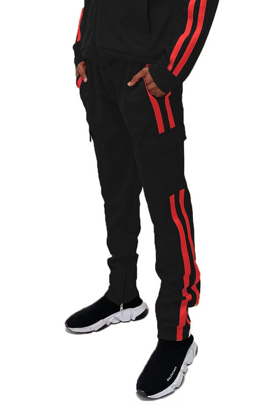 Two Stripe Cargo Pouch Track Pants - Stormyjay