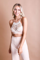 Crochet Lace High Neck Bralette - Stormyjay