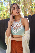 Crochet Lace High Neck Bralette - Stormyjay