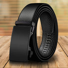 Microfiber Leather Mens Ratchet Belt Belts For Men Adjustable Automatic Buckle Black - Stormyjay