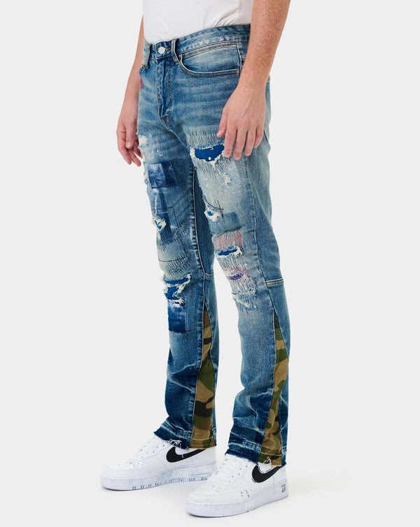 Heavy Rip & Repair Slim Straight Denim - Stormyjay