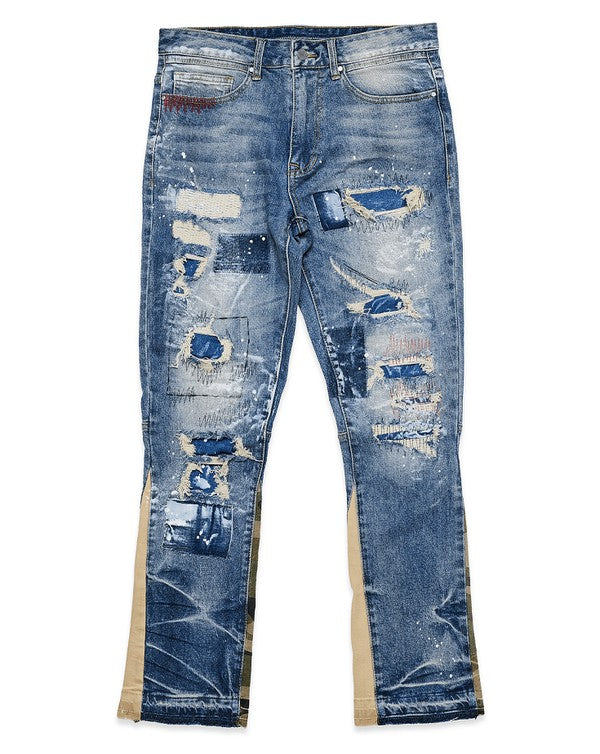 Heavy Rip & Repair Slim Straight Denim - Stormyjay