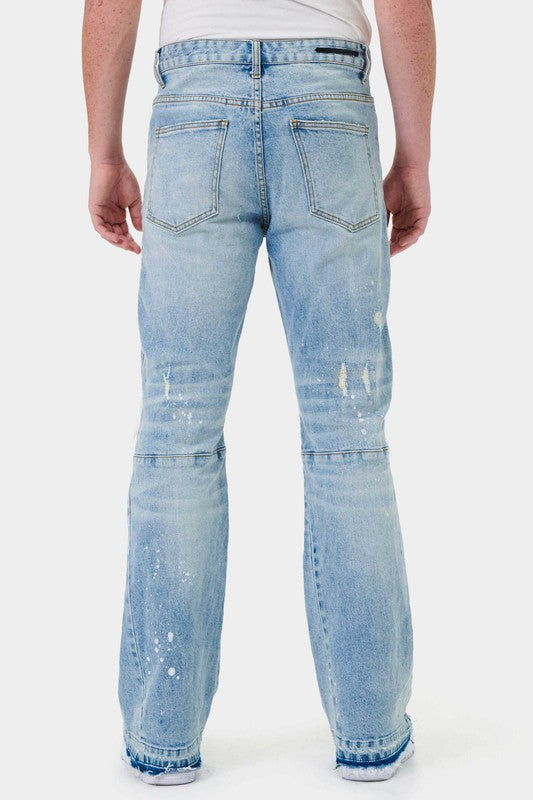 Knee Destroyed Slim Flare Denim - Stormyjay