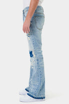 Knee Destroyed Slim Flare Denim - Stormyjay