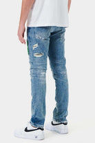 Varsity Patched Slim Denim - Stormyjay