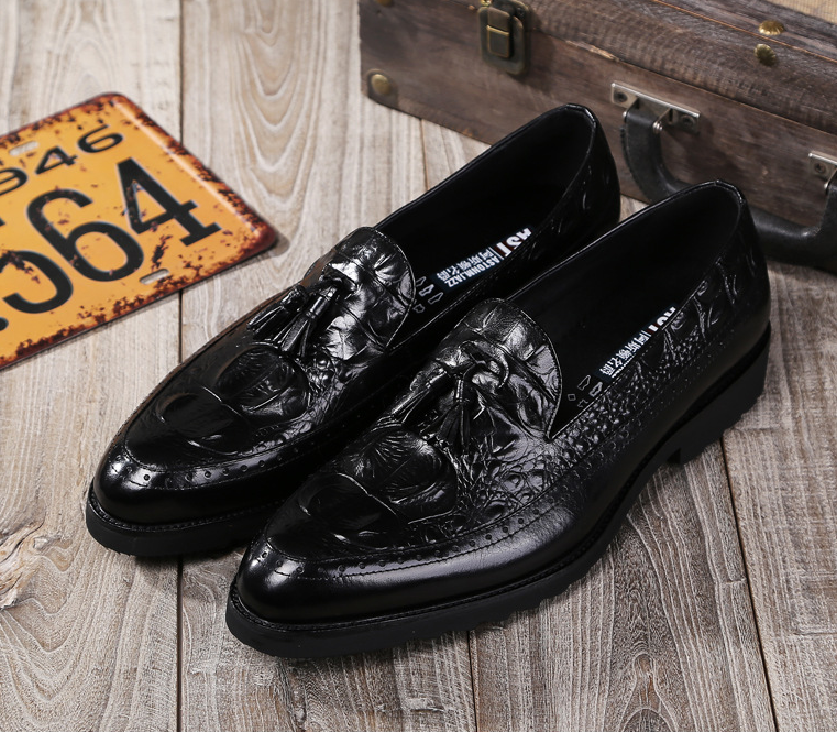 Men's dress shoes tassels Brock carved shoes - Stormyjay