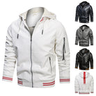 Men's Jacket Spot Hooded Multi-pocket Leather Jacket Men - Stormyjay