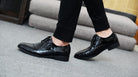 Step into fall fashion with pointed leather business dress shoes for men. - Stormyjay