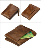 Men's wallet Short men's wallet Anti-theft brush leather wallet men - Stormyjay