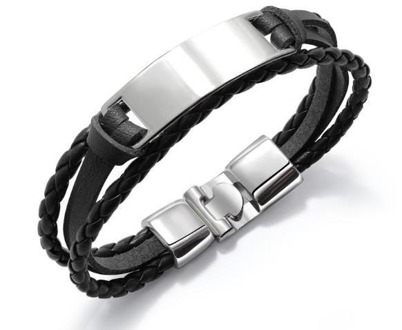 Black Multilayer Leather Bracelet For Men Bangle Jewelry - Stormyjay