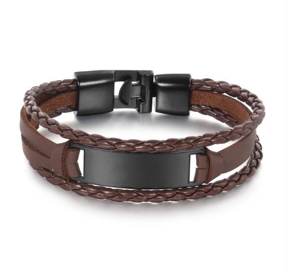 Black Multilayer Leather Bracelet For Men Bangle Jewelry - Stormyjay