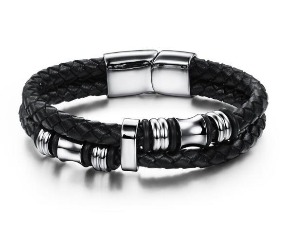 Black Multilayer Leather Bracelet For Men Bangle Jewelry - Stormyjay