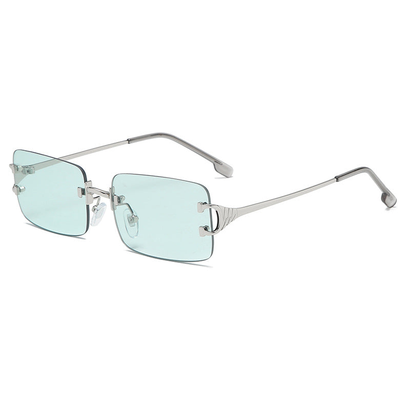 Retro Rimless Cut-Edge Sunglasses For Men And Women Fashionable Metal Square Sunglasses Cross-Border Sunglasses - Stormyjay