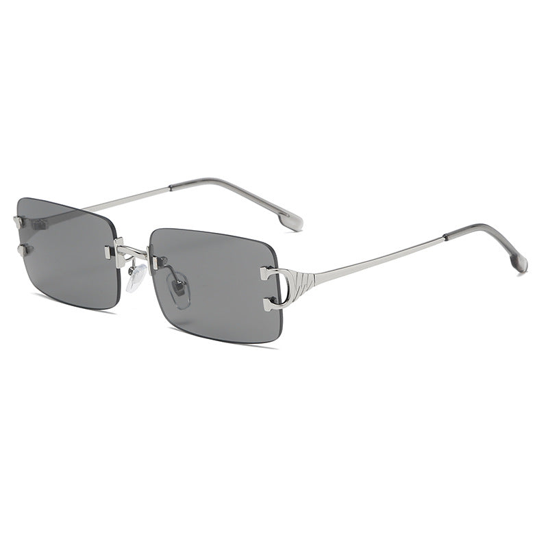 Retro Rimless Cut-Edge Sunglasses For Men And Women Fashionable Metal Square Sunglasses Cross-Border Sunglasses - Stormyjay